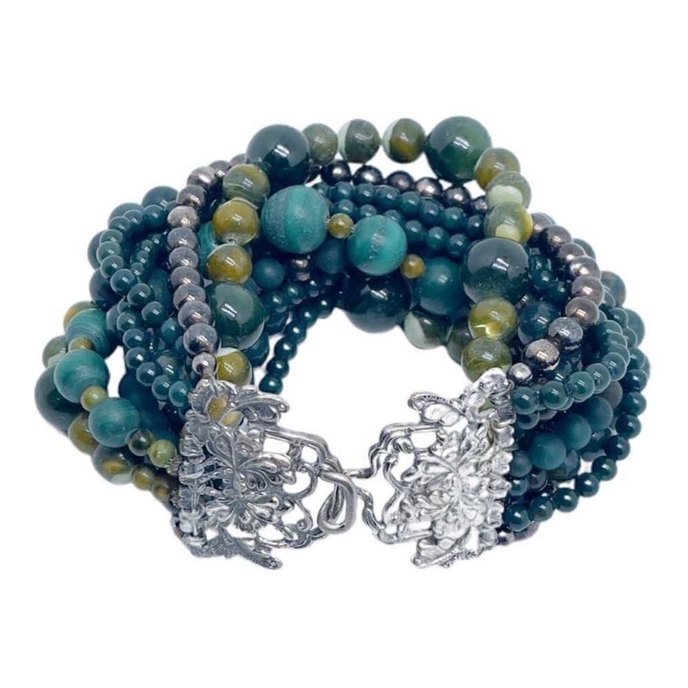 STEPHEN DWECK OOAK Luxury Y2K Jadeite Hematite Jade Designer Bracelet Signed